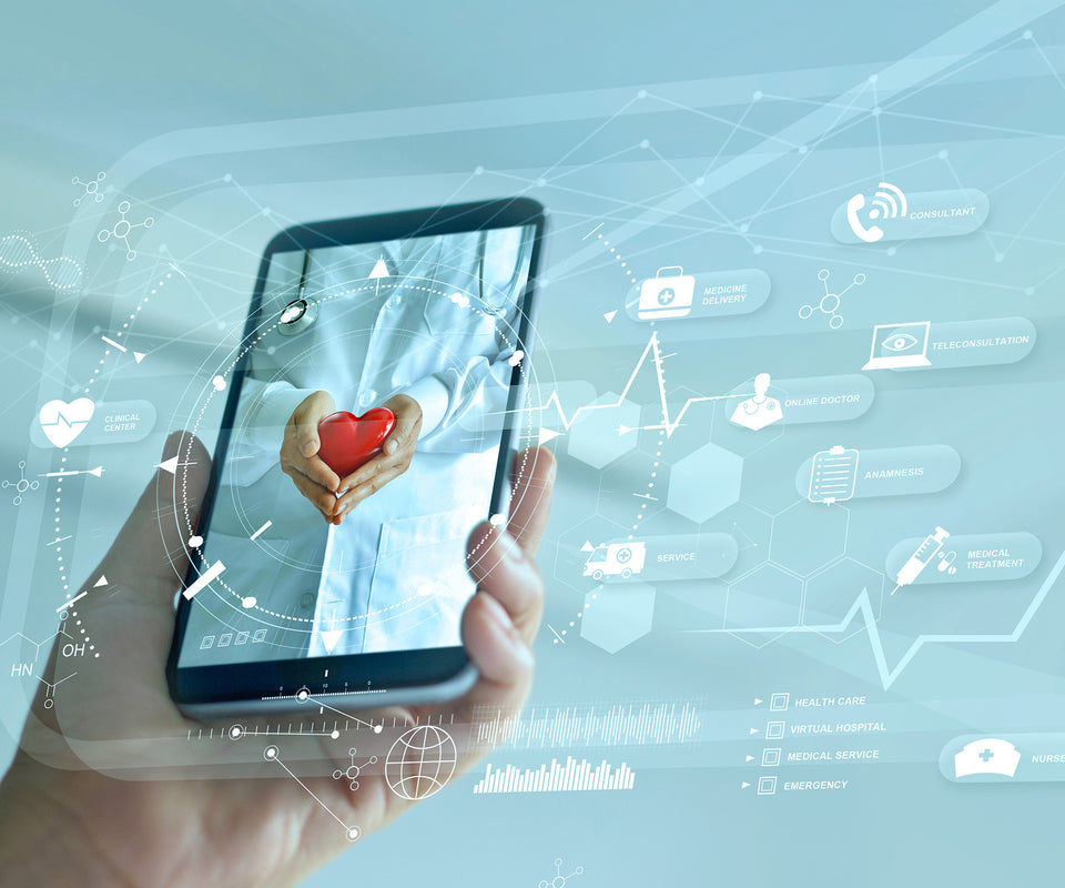 Image of STK Life Smartphone with Digital Medical Logos