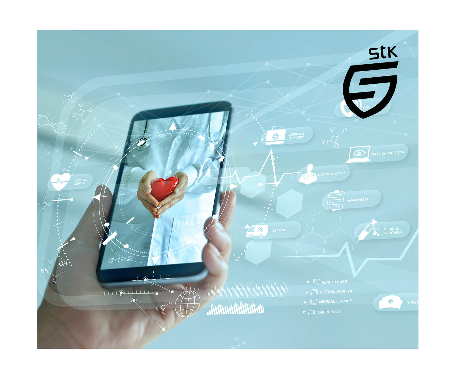 Image of Health Smartphone and the STK Logo and Emblem